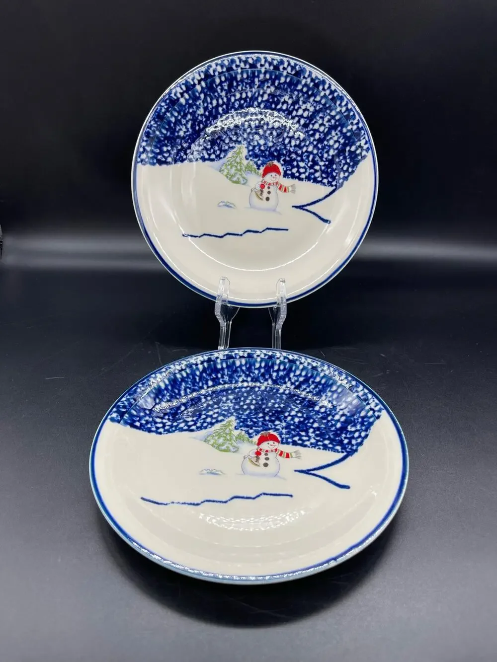 Thomson Pottery Snowman Set of 2 Salad Plates